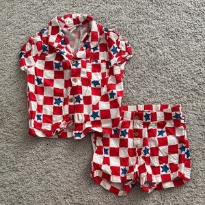 Cat & Jack Red and White Checkered Outfit